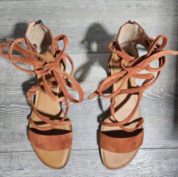 Franco Sarto Suede Lace-Up Sandals - Picture 2 of 5